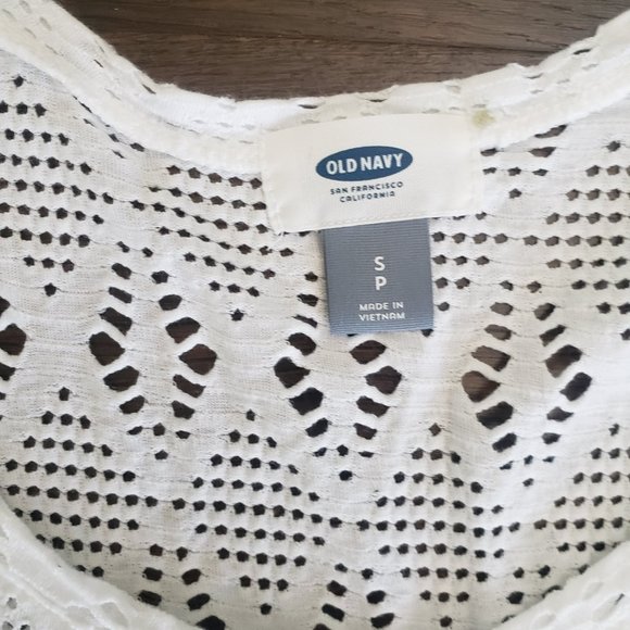 Old Navy Bright White Open Lace Tank Top, Size - S - Picture 2 of 7